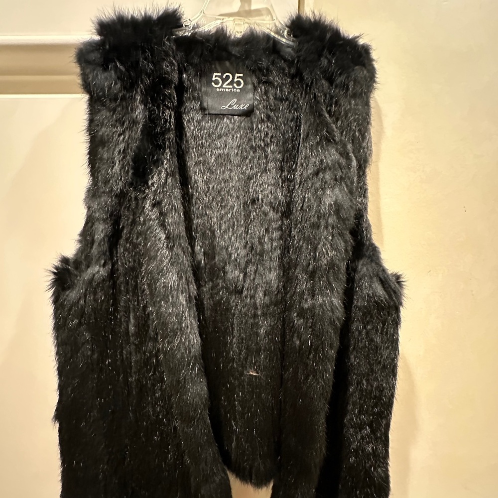 Black Rabbit Fur Vest, Size XS or Small